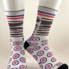 Calcetines de topitos azul y rojo